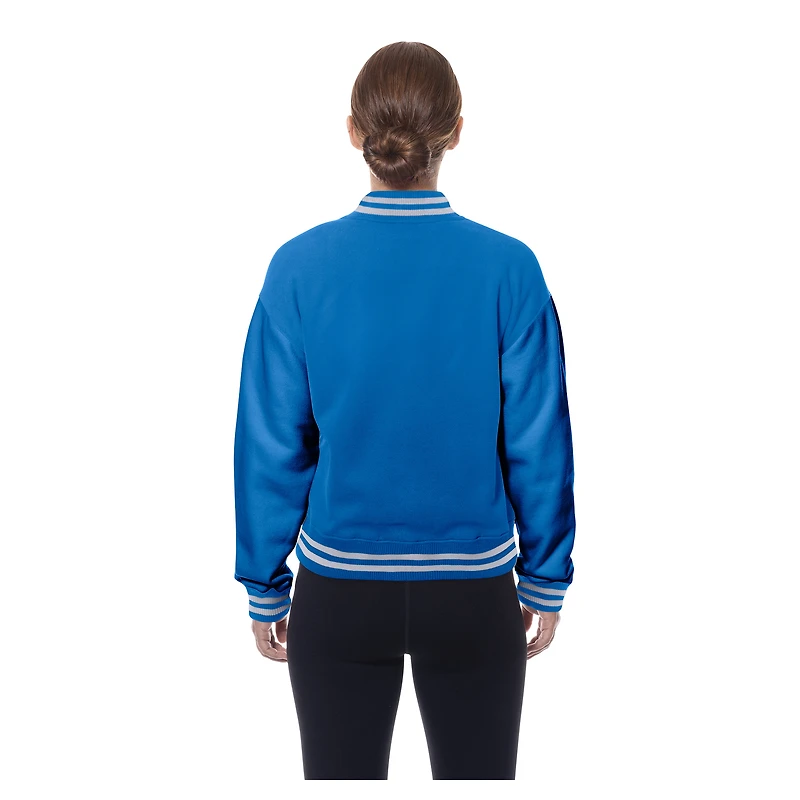 Veste polaire rétro New Era bleue à boutons-pression pour femme des Los Angeles Chargers