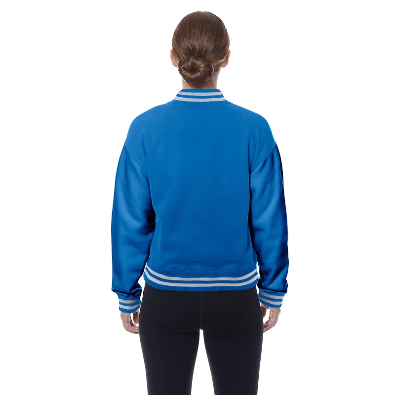 Veste polaire rétro New Era bleue à boutons-pression pour femme des Los Angeles Chargers