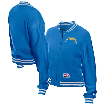 Veste polaire rétro New Era bleue à boutons-pression pour femme des Los Angeles Chargers
