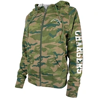Women's New Era Camo Los Angeles Chargers Raglan Full-Zip Hoodie