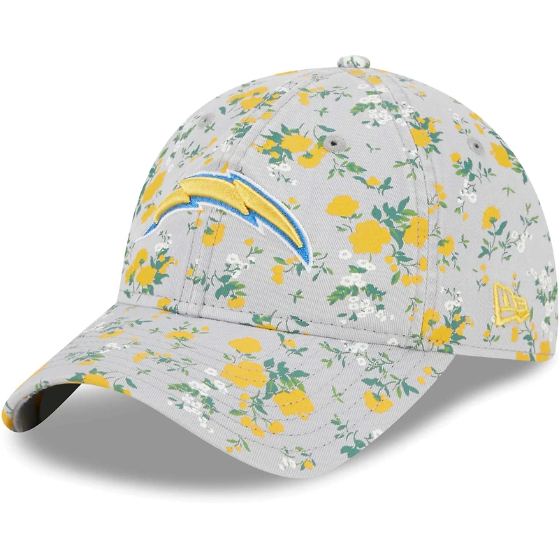 Casquette ajustable 9TWENTY Los Angeles Chargers Bouquet New Era grise pour femme