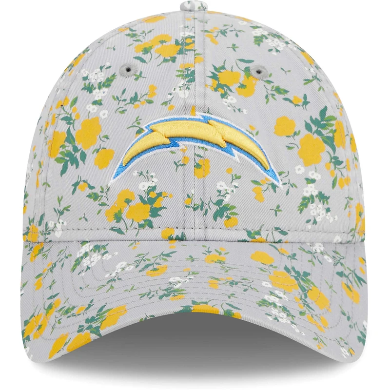 Casquette ajustable 9TWENTY Los Angeles Chargers Bouquet New Era grise pour femme