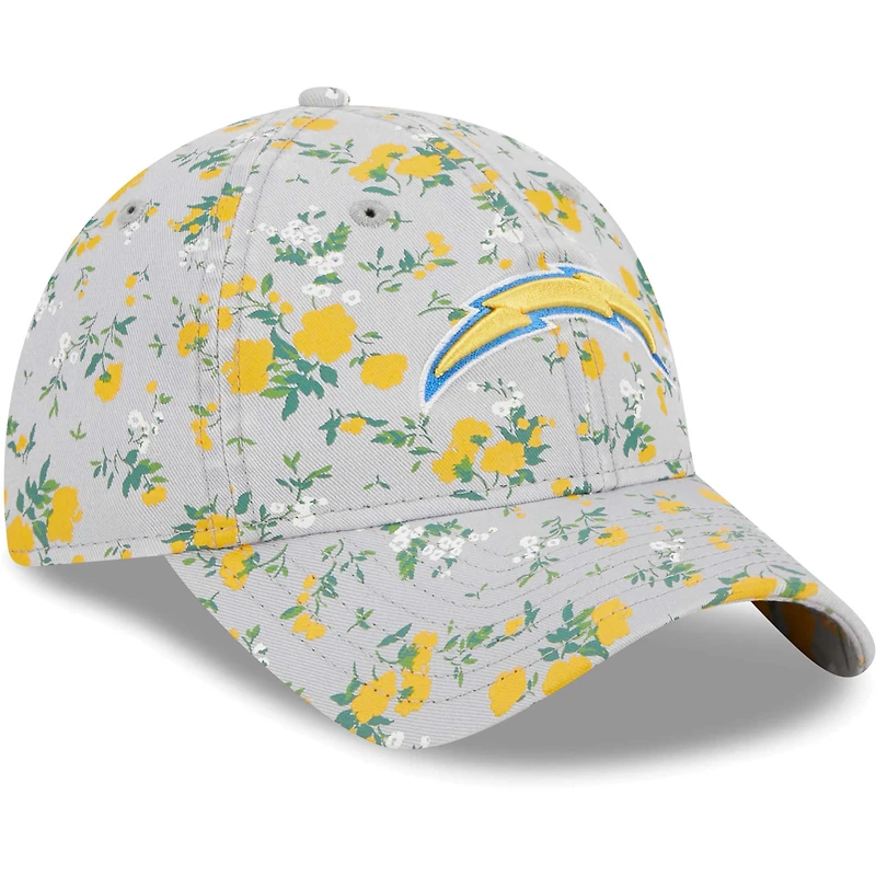 Casquette ajustable 9TWENTY Los Angeles Chargers Bouquet New Era grise pour femme