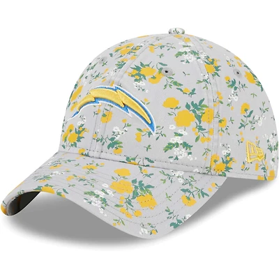 Casquette ajustable 9TWENTY Los Angeles Chargers Bouquet New Era grise pour femme