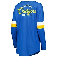 T-shirt à manches longues léger lacets Los Angeles Chargers Athletic Varsity New Era pour femme, bleu poudré