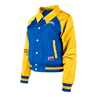 Veste à boutons-pression intégrale Los Angeles Chargers Coaches New Era bleu poudré pour femme