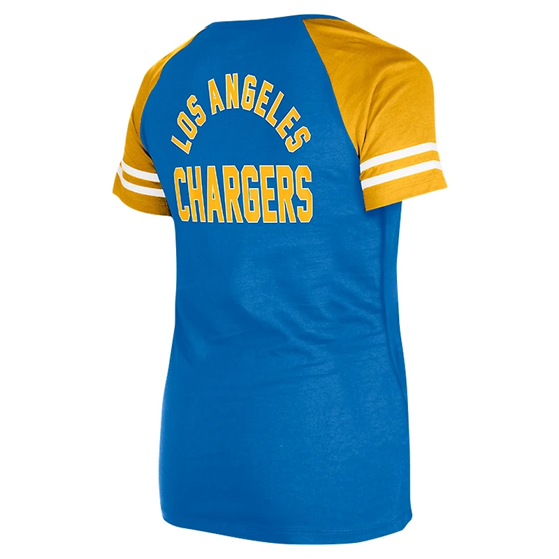 T-shirt raglan à lacets New Era pour femme, bleu poudre, Los Angeles Chargers