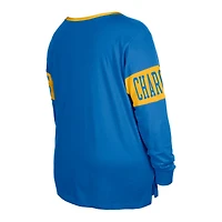 T-shirt à manches longues et col cranté Los Angeles Chargers New Era bleu poudré pour femme