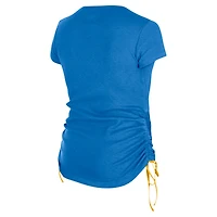 T-shirt froncé sur le côté des Chargers de Los Angeles New Era bleu poudré pour femme