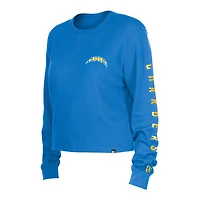 T-shirt court à manches longues thermique Los Angeles Chargers New Era pour femme, bleu poudré