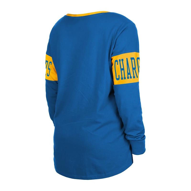 Women's New Era Royal Los Angeles Chargers Lace-Up Notch Neck Long Sleeve T-Shirt