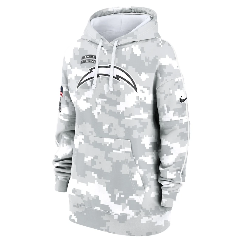 Sweat à capuche surdimensionné en polaire Nike Arctic Camo Los Angeles Chargers 2024 Salute To Service Club pour femme