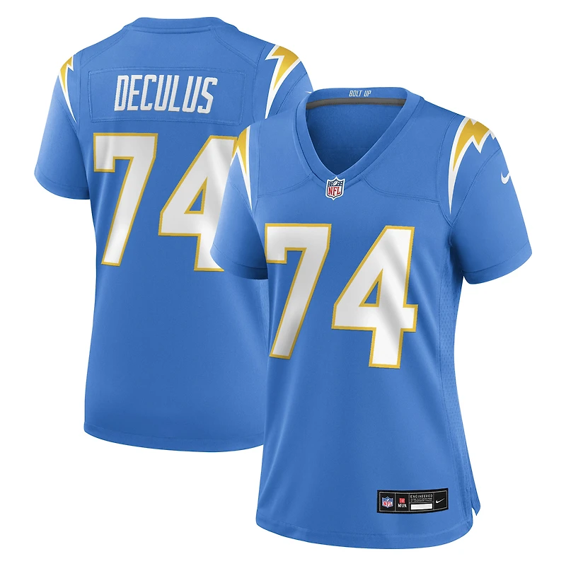 Maillot Nike Austin Deculus bleu poudre pour femme des Los Angeles Chargers
