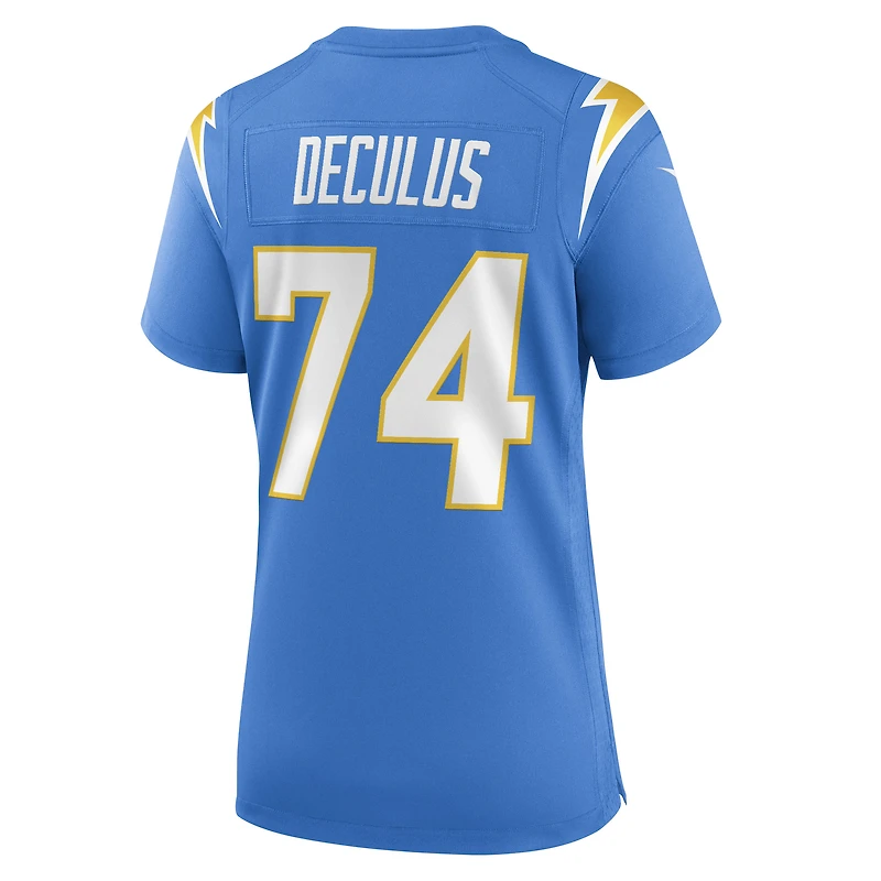 Maillot Nike Austin Deculus bleu poudre pour femme des Los Angeles Chargers