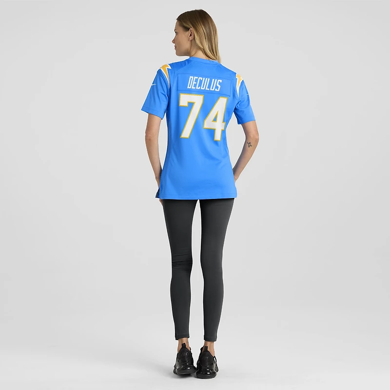 Maillot Nike Austin Deculus bleu poudre pour femme des Los Angeles Chargers