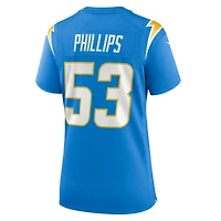 Maillot Nike Del'Shawn Phillips bleu poudre pour femme des Los Angeles Chargers