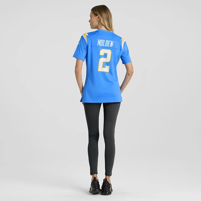 Maillot Nike Elijah Molden bleu poudre pour femme des Los Angeles Chargers