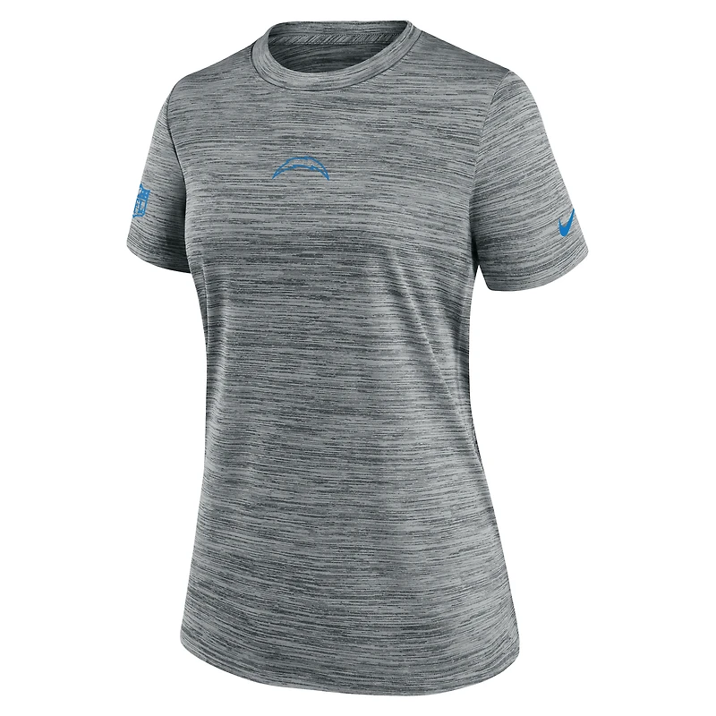 T-shirt Nike gris Los Angeles Chargers Sideline Velocity Dri-FIT pour femme