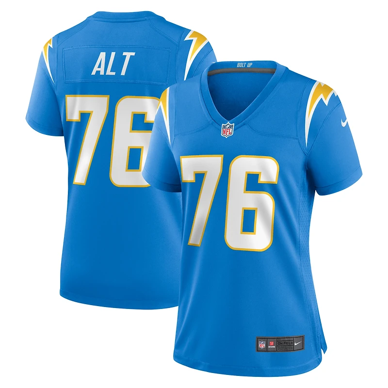 Maillot de jeu joueur Nike Joe Alt Powder Blue Los Angeles Chargers 2024 NFL Draft First Round Pick Player pour femme