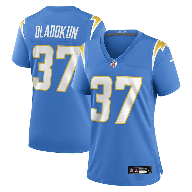 Maillot Nike Jordan Oladokun bleu poudre pour femme des Los Angeles Chargers