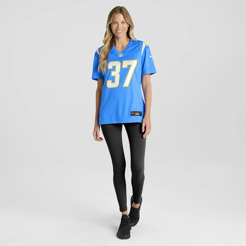 Maillot Nike Jordan Oladokun bleu poudre pour femme des Los Angeles Chargers