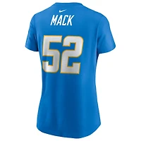 T-shirt Nike Khalil Mack pour femme, bleu poudre, nom et numéro du joueur des Chargers de Los Angeles