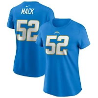 T-shirt Nike Khalil Mack pour femme, bleu poudre, nom et numéro du joueur des Chargers de Los Angeles