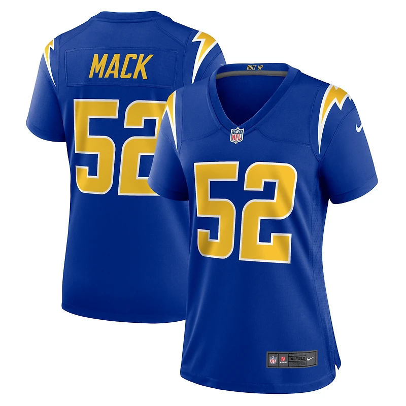 Maillot de match alternatif Nike Khalil Mack Royal Los Angeles Chargers pour femme