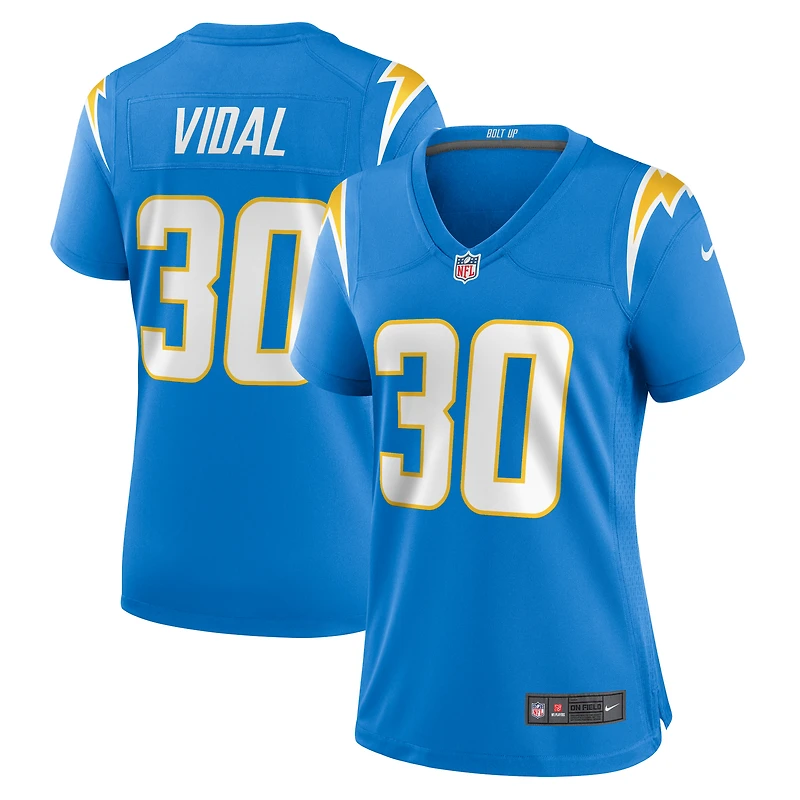 Maillot de match des Chargers Los Angeles Nike Kimani Vidal pour femme, bleu poudre