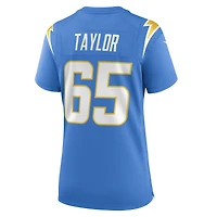Maillot de match Nike Logan Taylor bleu poudré pour femme, Los Angeles Chargers