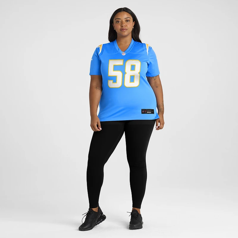 Women's Nike Marlowe Wax Powder Blue Los Angeles Chargers Team Game Jersey
