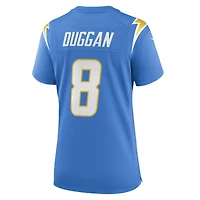 Maillot de match d'équipe des Los Angeles Chargers Nike Max Duggan pour femme, bleu poudré