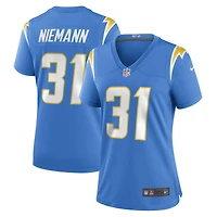 Maillot de joueur match des Chargers Los Angeles Nike Nick Niemann pour femme, bleu poudre