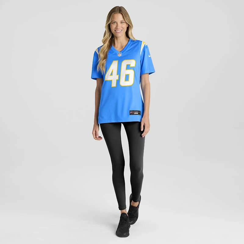 Maillot Nike Nikko Reed bleu poudre pour femme des Los Angeles Chargers