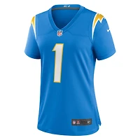 Maillot de match des Chargers Los Angeles Nike numéro 1 Bride Powder Blue pour femme
