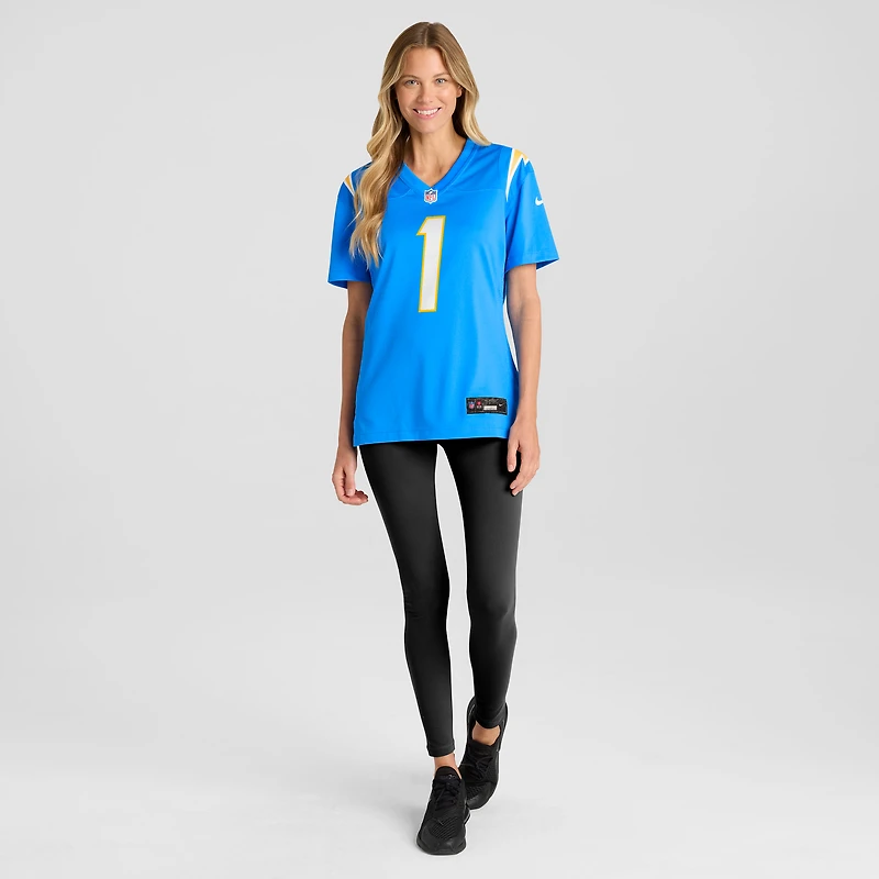 Maillot de match des Chargers Los Angeles Nike numéro 1 Bride Powder Blue pour femme