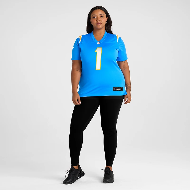 Maillot de match des Chargers Los Angeles Nike numéro 1 Bride Powder Blue pour femme