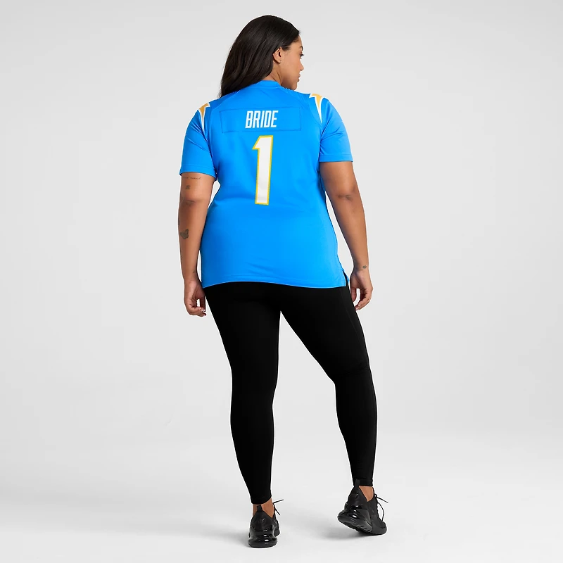 Maillot de match des Chargers Los Angeles Nike numéro 1 Bride Powder Blue pour femme