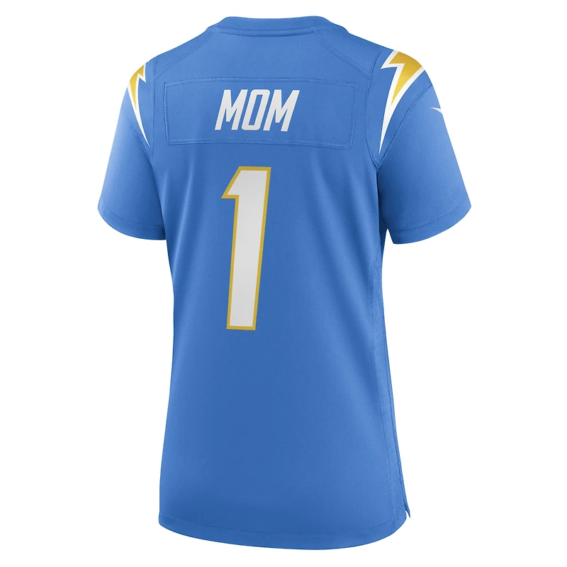 Maillot de match des Chargers Los Angeles Nike numéro 1 Mom Powder Blue pour femme