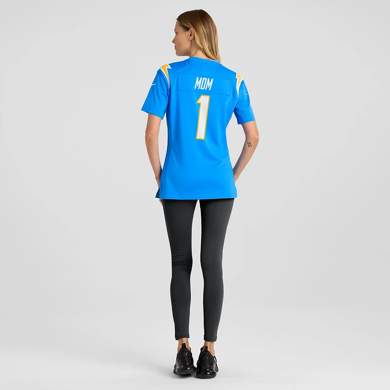 Women's Nike Number 1 Mom Powder Blue Los Angeles Chargers Game Jersey