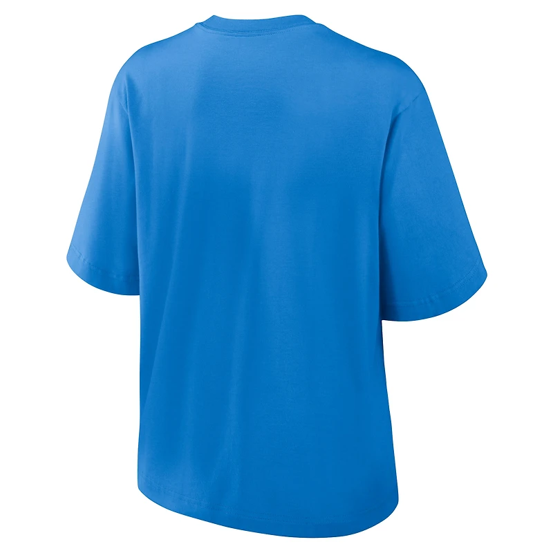 T-shirt Nike bleu poudre Los Angeles Chargers Essential Script pour femme, coupe décontractée et ample