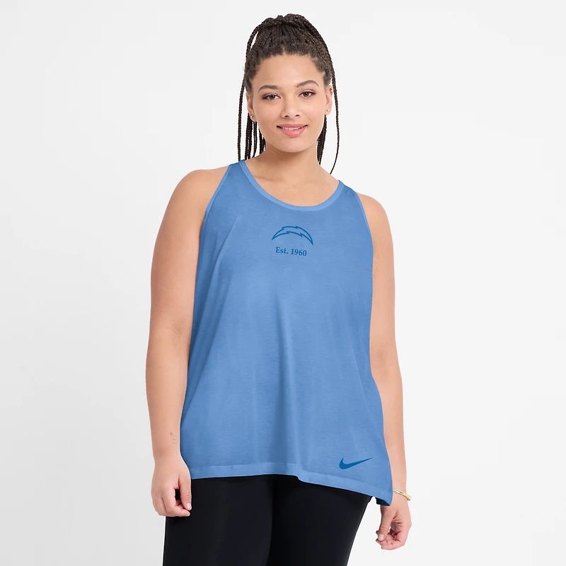 Women's Nike Powder Blue Los Angeles Chargers Glory Open-Back Crisscross Dri-FIT Tank Top