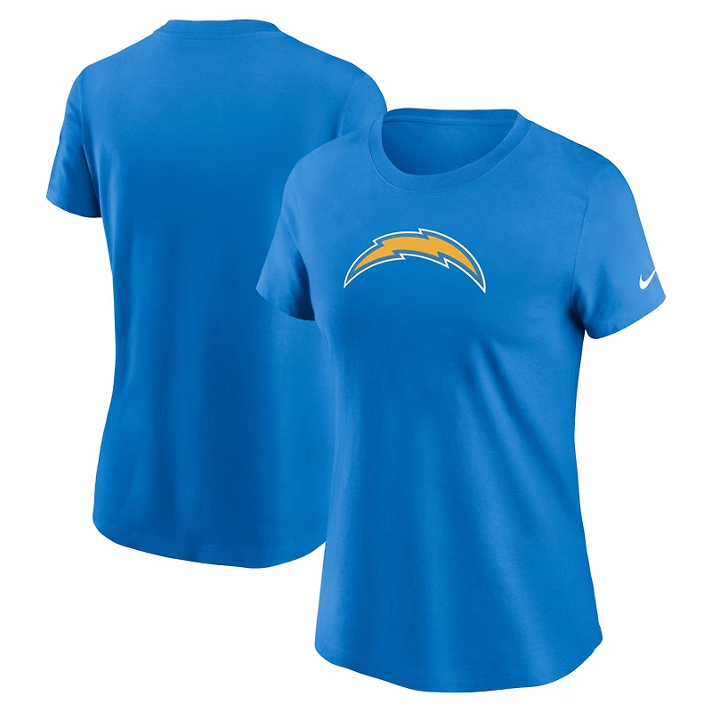 T-shirt Nike bleu poudré pour femme avec logo principal des Los Angeles Chargers