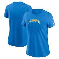T-shirt Nike bleu poudré pour femme avec logo principal des Los Angeles Chargers