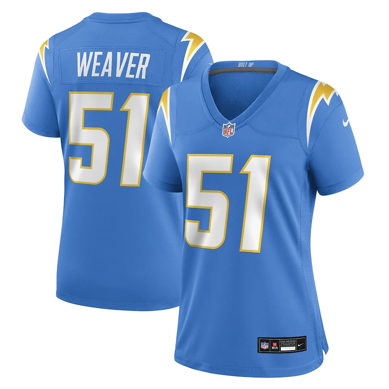 Maillot Nike Rashad Weaver bleu poudre pour femme des Los Angeles Chargers