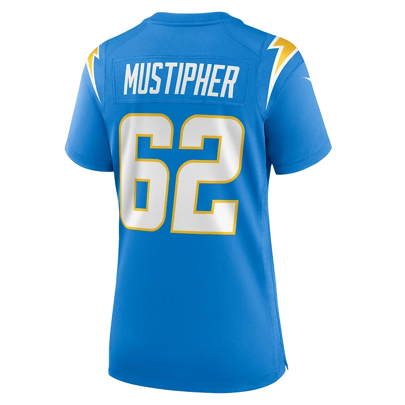 Maillot Nike Sam Mustipher bleu poudre pour femme des Los Angeles Chargers