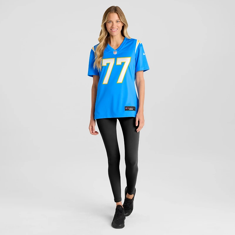 Maillot de match Nike Travis Burke bleu poudré pour femme, Los Angeles Chargers
