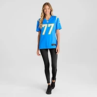 Maillot de match Nike Travis Burke bleu poudré pour femme, Los Angeles Chargers