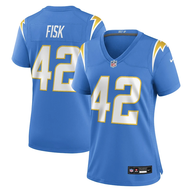 Maillot Nike Tucker Fisk bleu poudre pour femme des Los Angeles Chargers