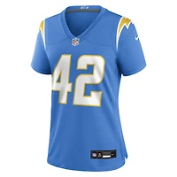 Maillot Nike Tucker Fisk bleu poudre pour femme des Los Angeles Chargers